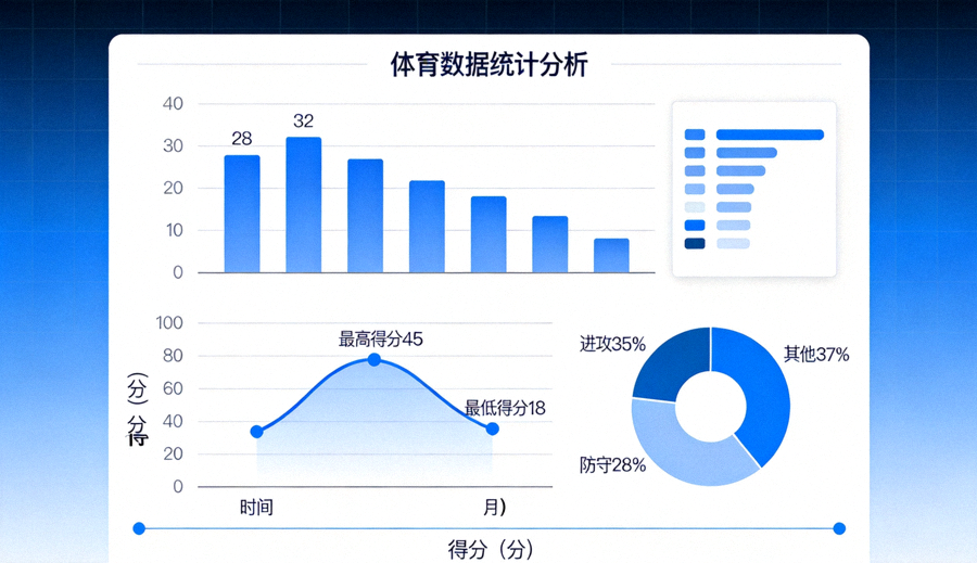 体育数据分析界面中的统计图表与趋势曲线